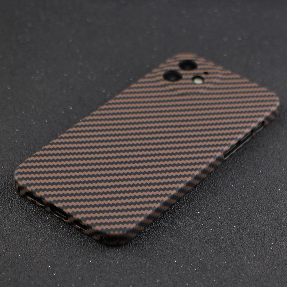 Protective Cover for iPhone 12 6.1 inch Fall Proof Precise Cutout Carbon Fiber Texture Aramid Fiber Back Case - Black Gold Protective Cover for iPhone 12 6.1 inch Fall Proof Precise Cutout Carbon Fiber Texture Aramid Fiber Back Case - Black Gold